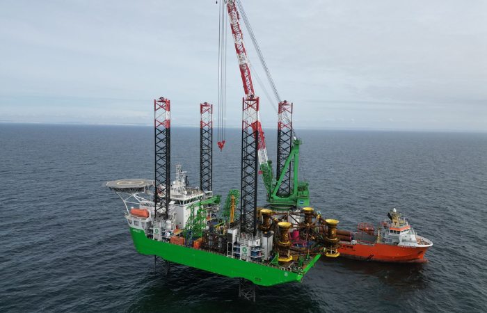 DEME Group's offshore installation vessel 'Apollo' arrives at Dieppe le Tréport wind farm